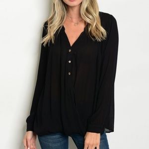 NWT! Long Sleeve Surplice Front Tunic Top